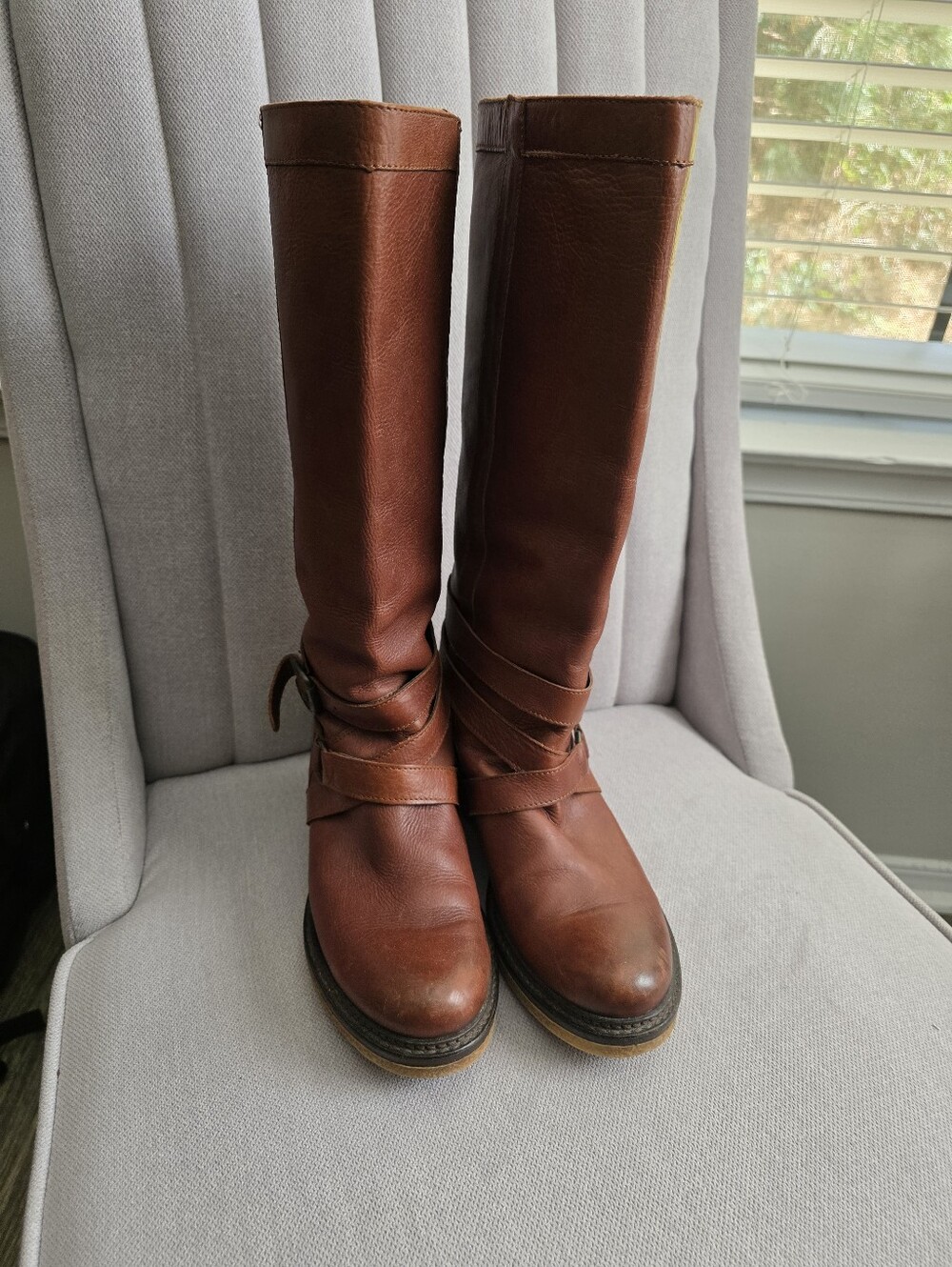 Boemos Brown Leather Knee-High Women's Riding Boots Size 38 Used.